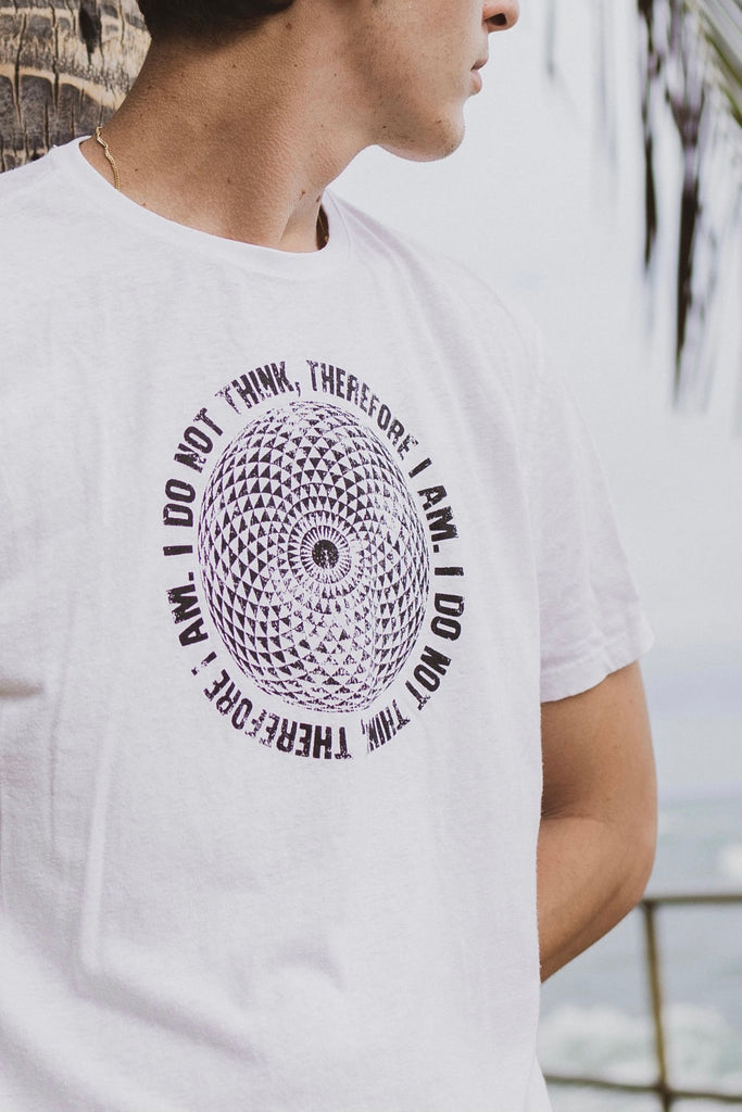 Men’s organic, sustainable, spiritual graphic tshirts with Descartes mandala from One Om