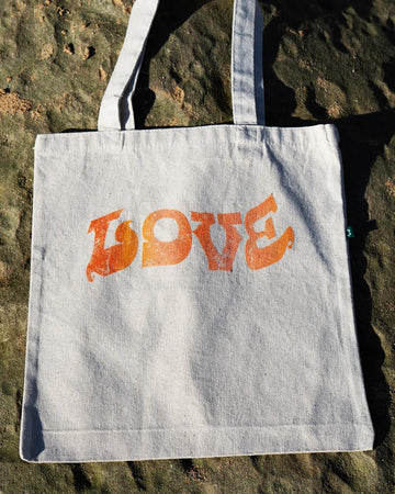 organic, sustainable, spiritual love recycled  tote from One Om