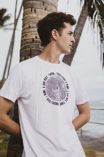 Men’s organic, sustainable, spiritual graphic tshirts with Descartes mandala from One Om