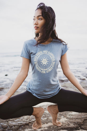 Women’s organic tshirt sustainable no mud no lotus graphic design by One Om